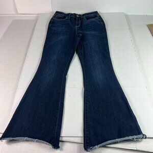 Judy Blue Jean Women 30x30* Flare High Rise Dark Blue Faded Raw Hem Denim Tag 29